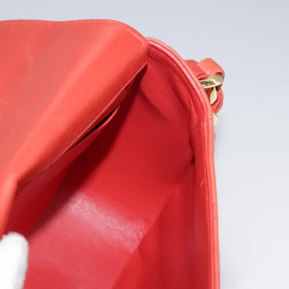 Chanel Matelasse Lambskin Chain Shoulder Bag Orange